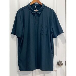 Vuori Mens Short Sleeve Pocket Polo Shirt Charcoal Blue XXL Recycled Polyester